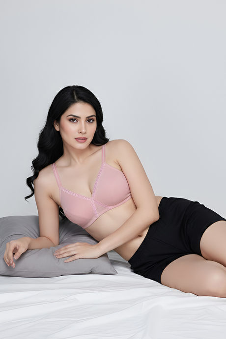 Zivame Double Layered Non Wired 3/4th Coverage Tshirt Bra - Silver Pink — image 4